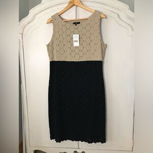 Ronnie Nicole NWT Black Beige Sleeveless stretch lace lined sheath dress size 12